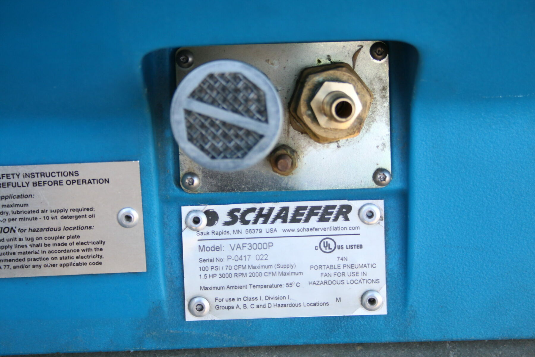 Schaefer VAF3000P Americ Pneumatic Ventilator 12 Lüfter Gebläse