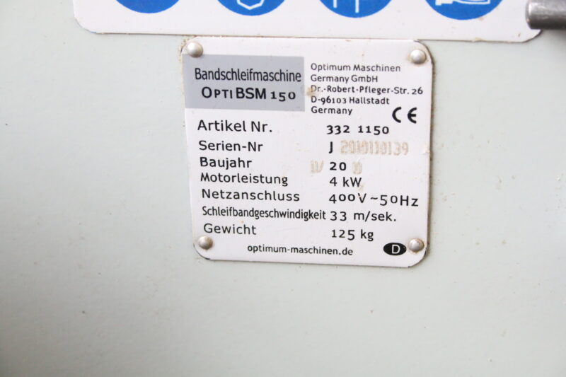 Optimum BSM 150 Bandschleifer Bandschleifmaschine Schleifmaschine – Bild 8