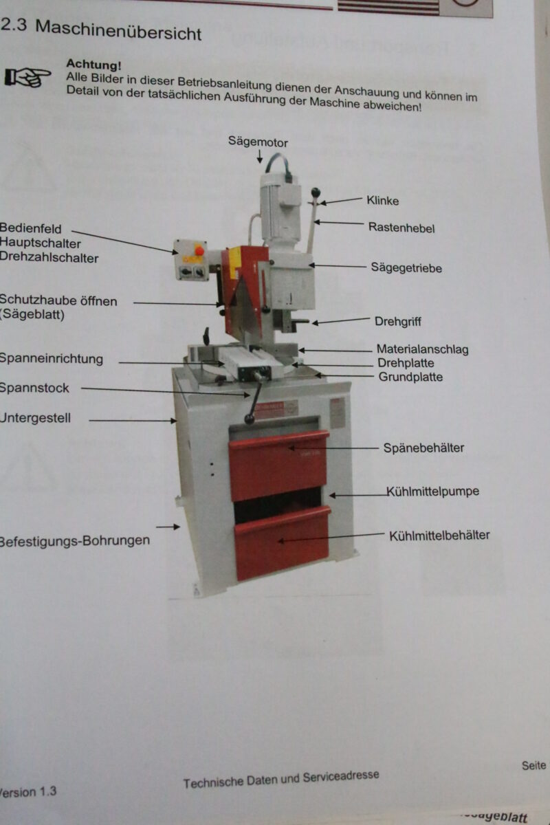 Behringer VMS 370 Vertikal-Metallkreissäge Kaltkreissäge Kreissägemaschine Säge – Bild 20