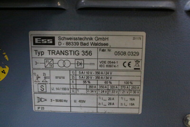 ESS Transtig 356 WIG Schweissgerät Schweißgerät Schweissanlage – Bild 6