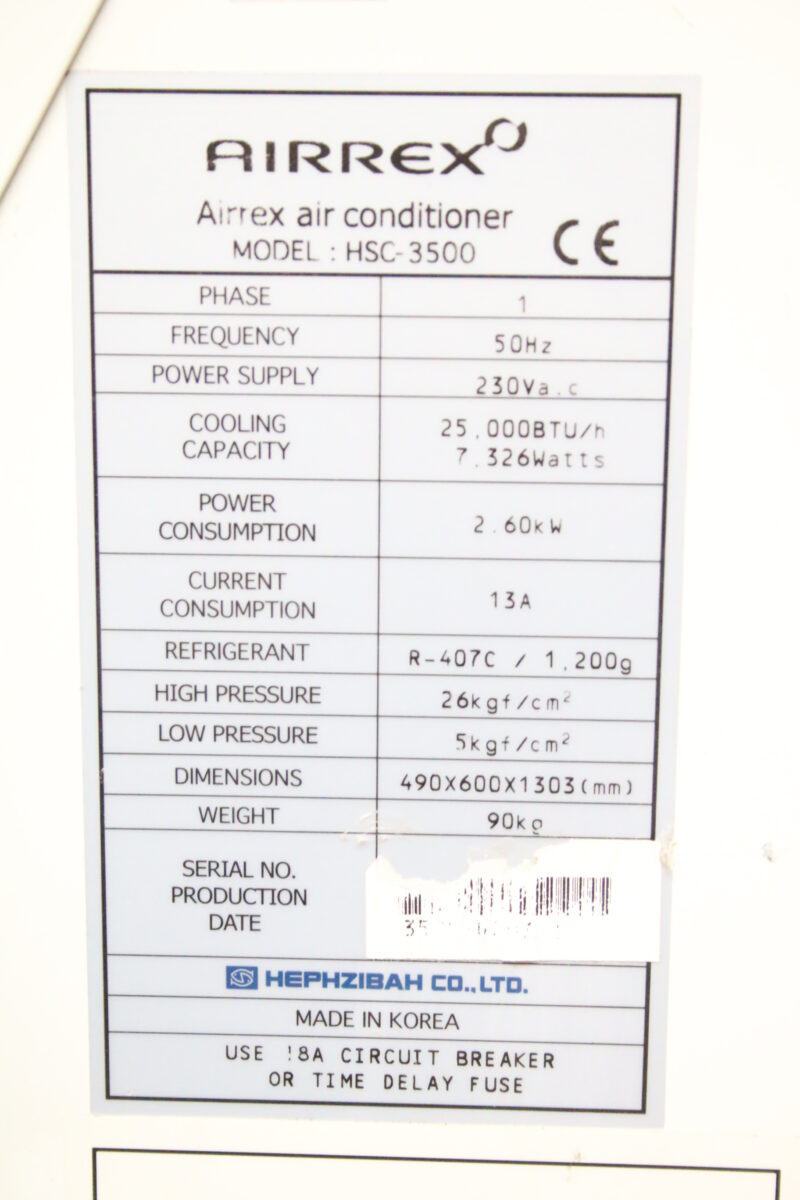 AIRREX HSC-3500 Mobiler Kühler Luftkühlgerät Klimaanlage 7,330kW max. 390m³ – Bild 4