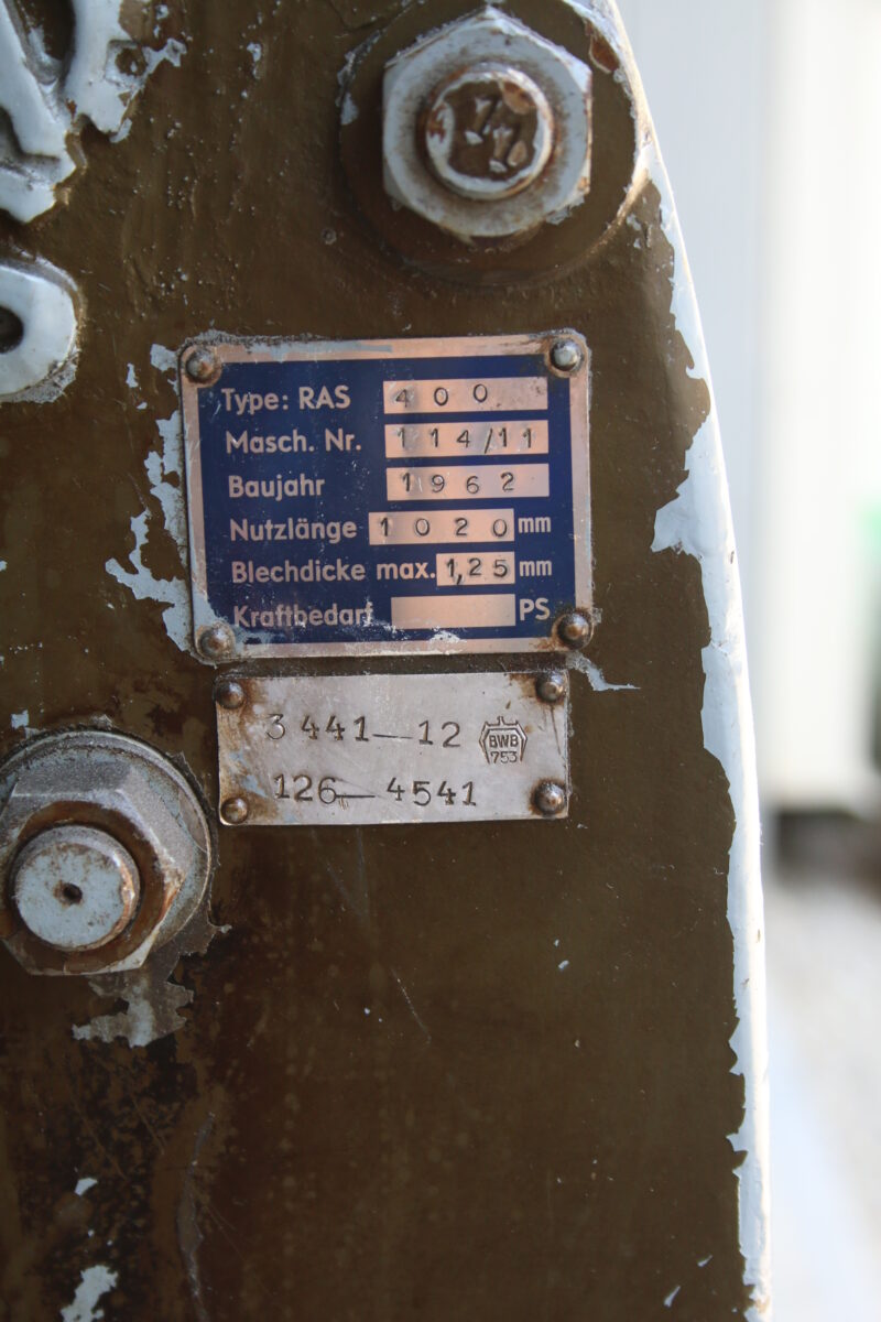 RAS 400/I Rundwalzenmaschine Blechrundbiegemaschine 3 Walzen Abkantbank 400.1 – Bild 6