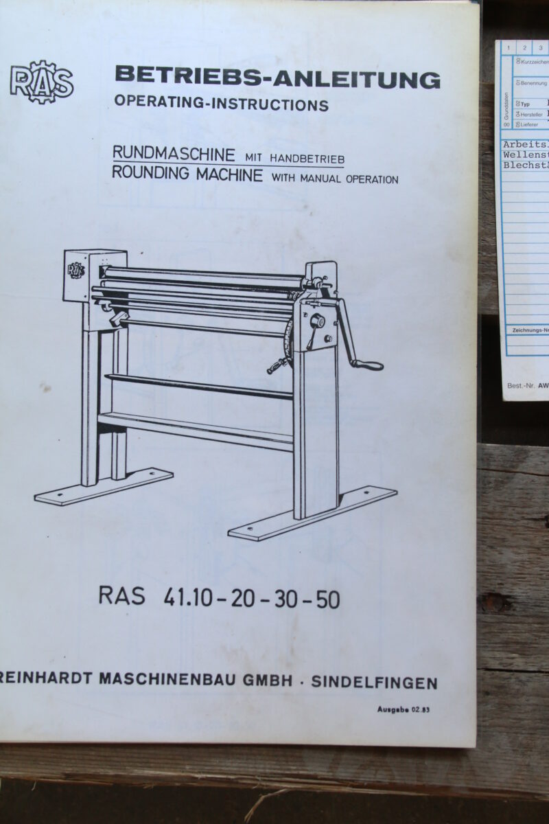 RAS 41.10 Rundwalzenmaschine Blechrundbiegemaschine 3 Walzen Biegemaschine – Bild 9