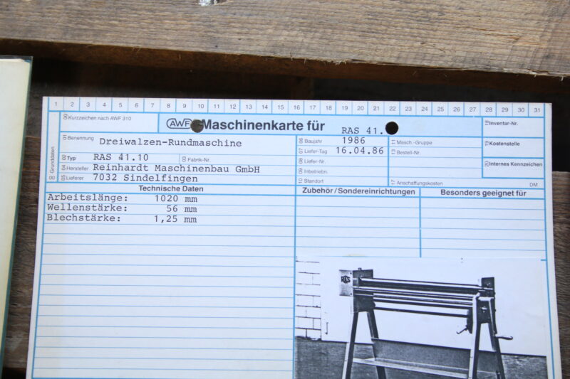 RAS 41.10 Rundwalzenmaschine Blechrundbiegemaschine 3 Walzen Biegemaschine – Bild 10