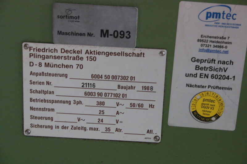 Deckel Maho FP4A Werkzeugmaschine Contour 3 Fräse Fräsmaschine SK40 inkl Doku – Bild 11