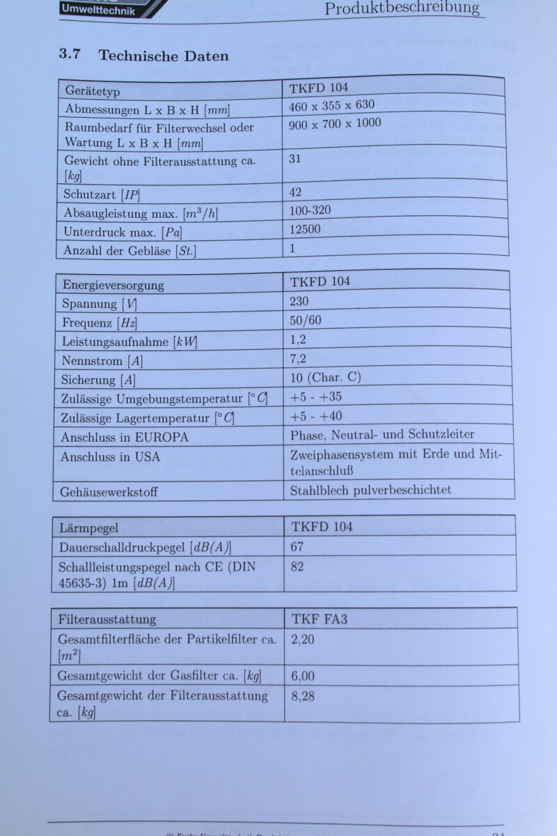 Fuchs Umwelttechnik TKFD 104 Wechselfiltergerät Absaugung Absauganlage – Bild 12