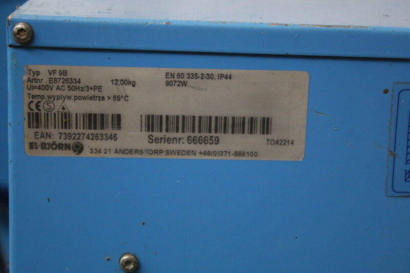 El Björn VF 9B elektr. Heizlüfter Bauheizer Heizgerät Elektroheizer Heizsystem – Bild 4