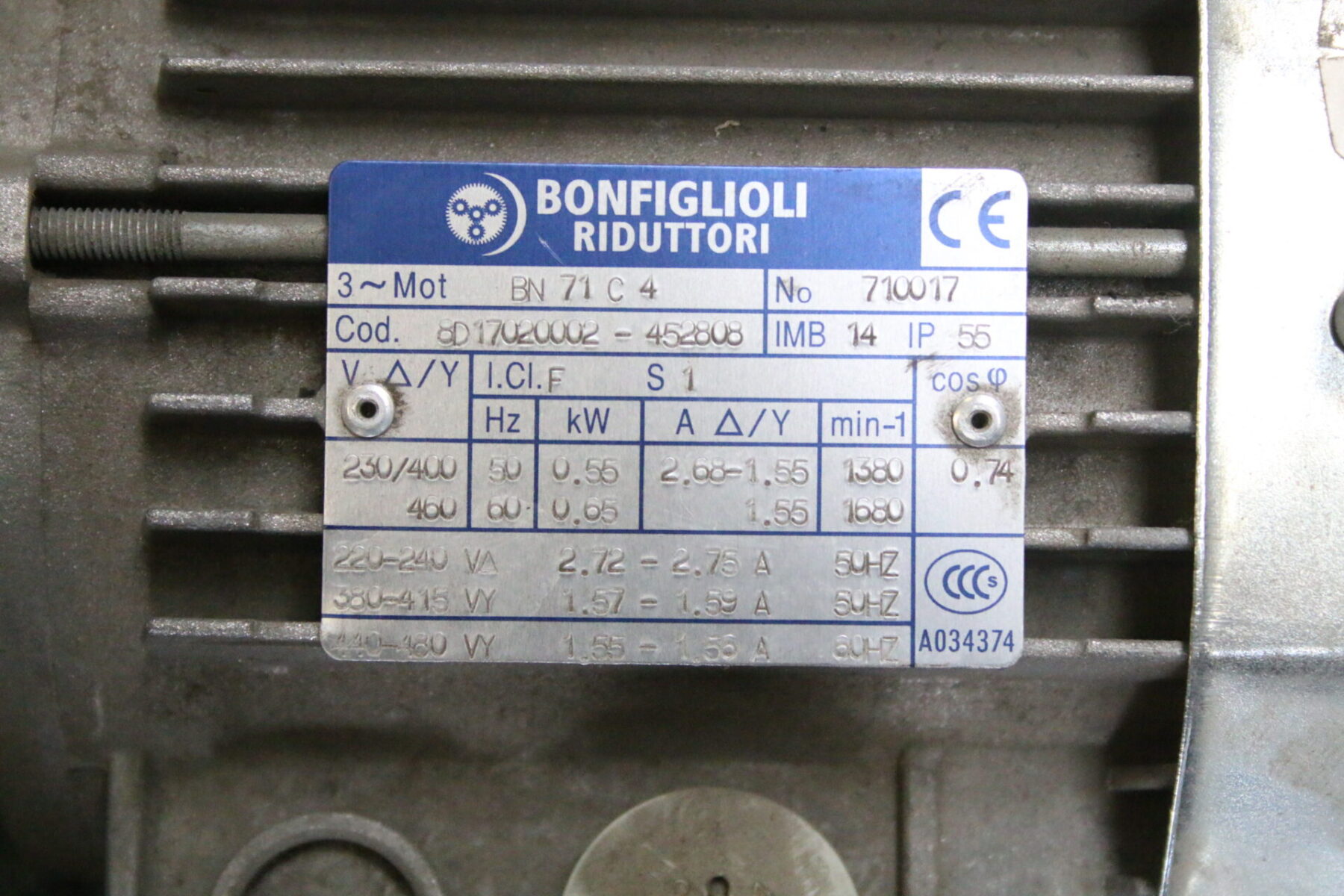 Bonfiglioli Riduttori BN 71 C 4 Getriebe mit Motor Elektromotor – Bild 4