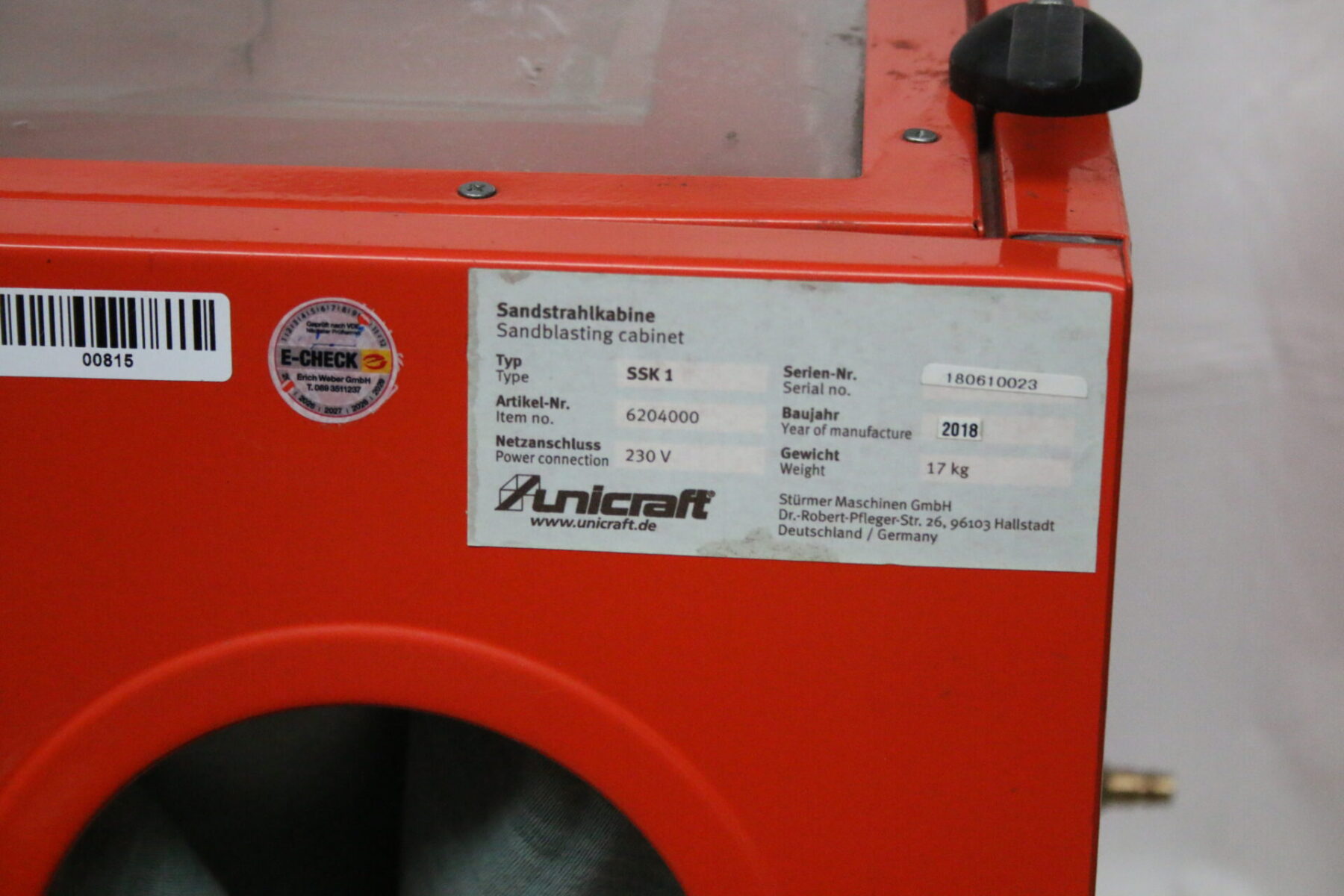 Unicraft SSK 1 Sandstrahlgerät Sandstrahlkabine Strahlgerät – Bild 6