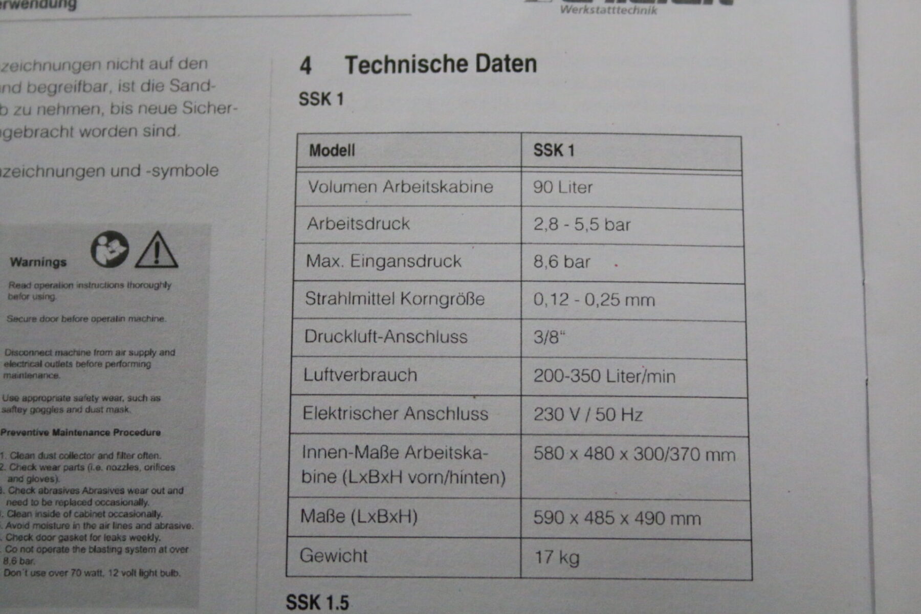Unicraft SSK 1 Sandstrahlgerät Sandstrahlkabine Strahlgerät – Bild 5
