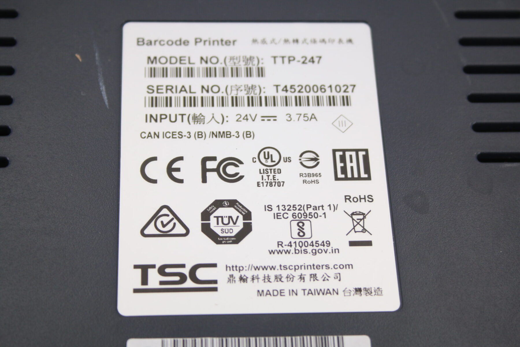 TSC TTP-247 Thermodrucker Etiketten Drucker – Bild 7