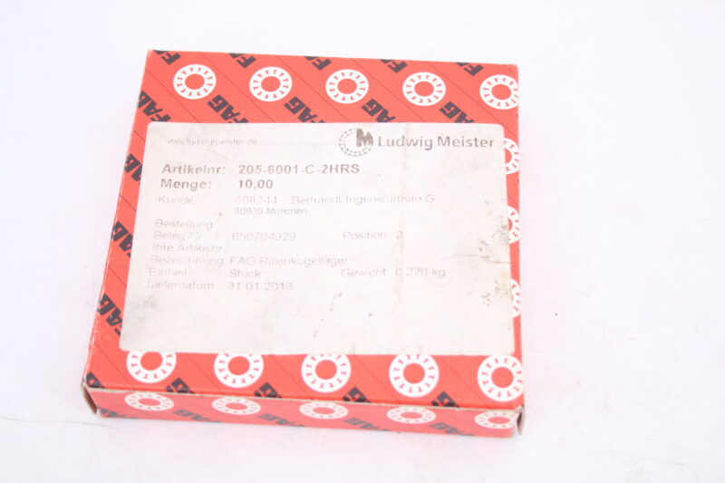 10x FAG 6001 - C - 2HRS Rillenkugellag Lager Kugellager