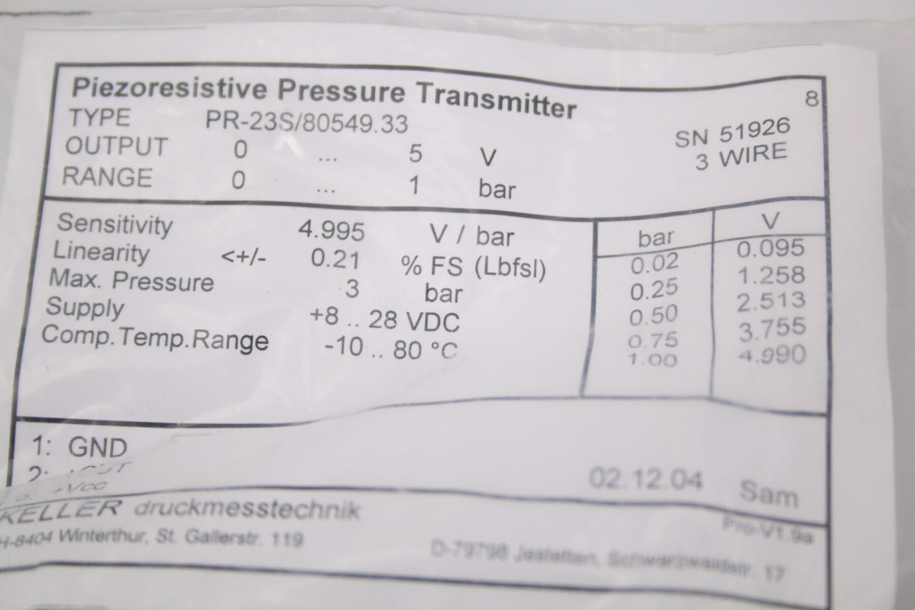 KELLER Druckmesstechnik PR-23S/ 80549.33 Drucktransmitter Drucksensor – Bild 6
