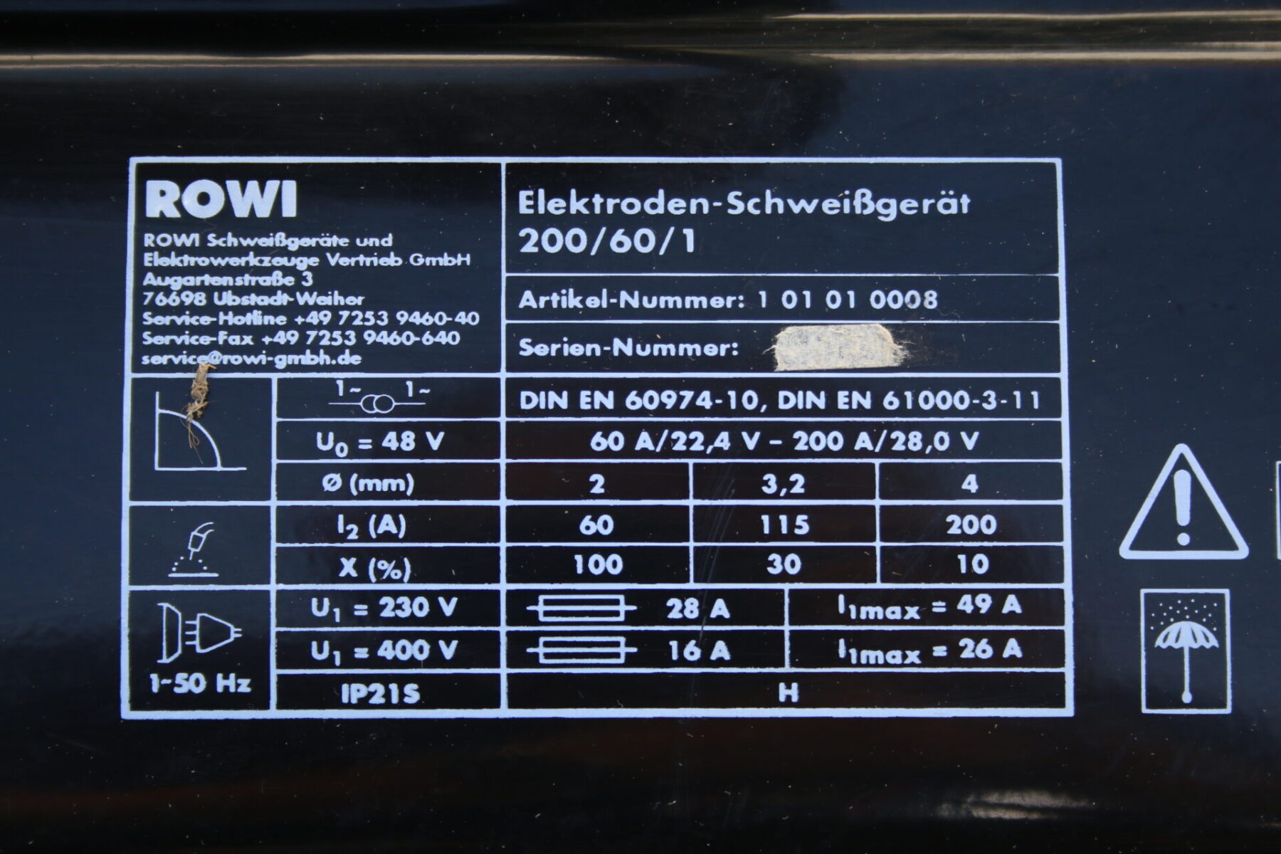 ROWI 200 / 60 / 1 Elektrodenschweißgerät Schweißgerät Schweißen – Bild 9